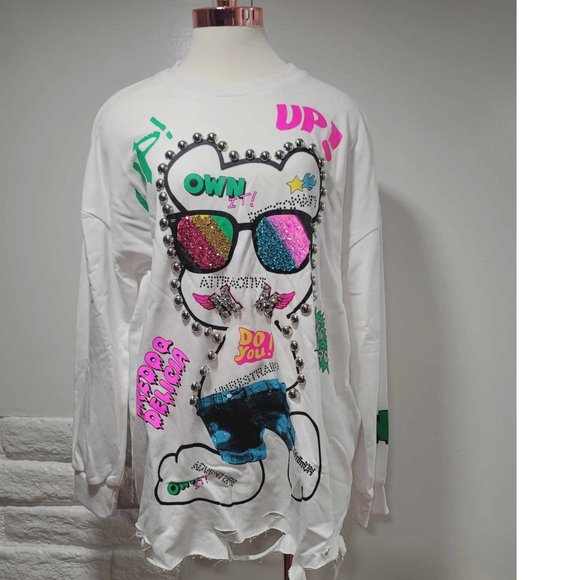 Sweater Long Sleeve Shirt Womens or Men's Multicolor I Love YI XUAN by gigi 1998 - Picture 1 of 3